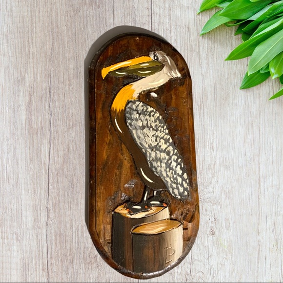 2 Piece Rustic Carved Wood Bird Wall Art - Picture 2 of 10